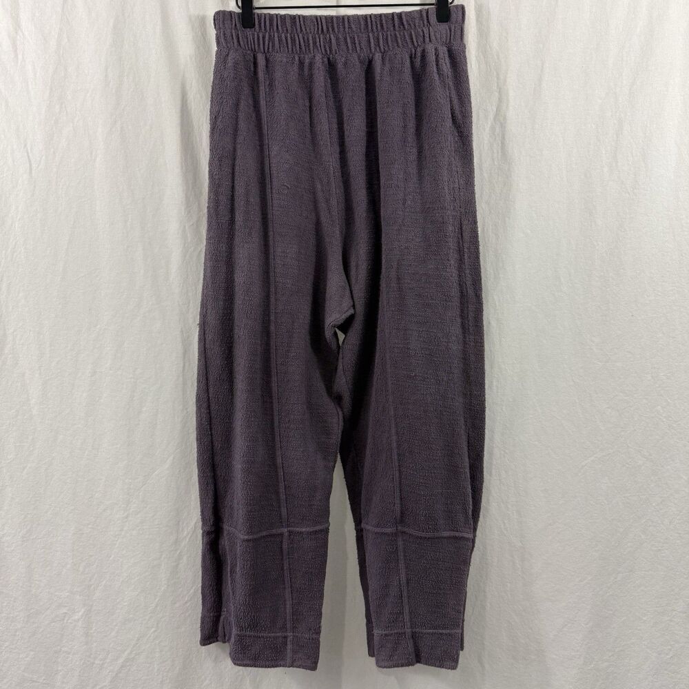 FP Beach Free People Reign Textured Purple Tone Pants Womens Sz M Lounge Boho